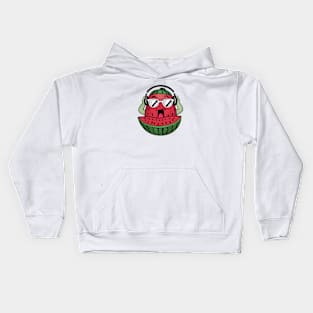 Watermelon with headphones Kids Hoodie